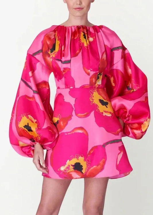 PINK FLORAL BALLOON DRESS