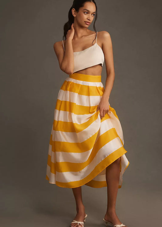 STRIPED MIDI SKIRT