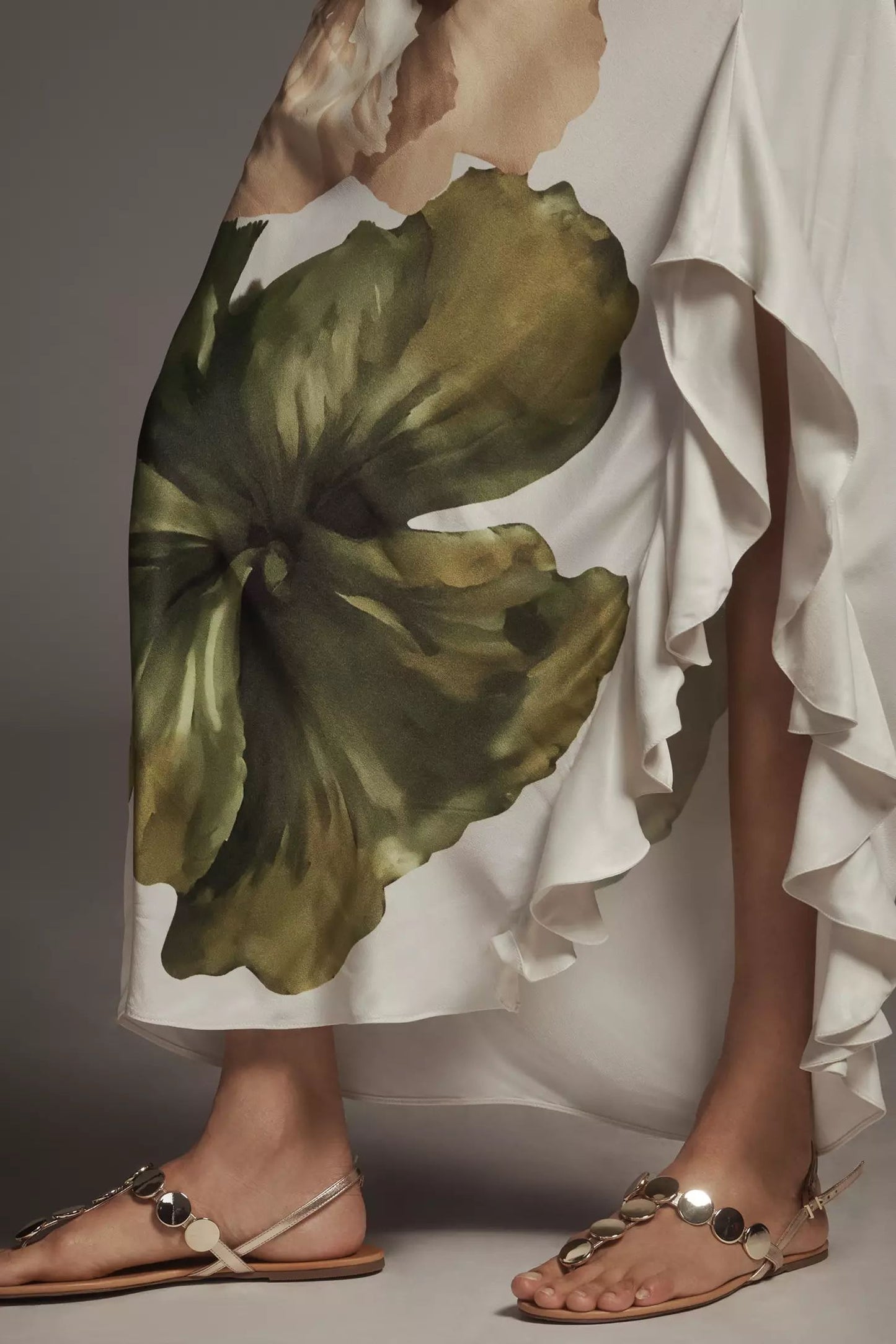 MULTIPRINT FLARE RUFFLE DRESS