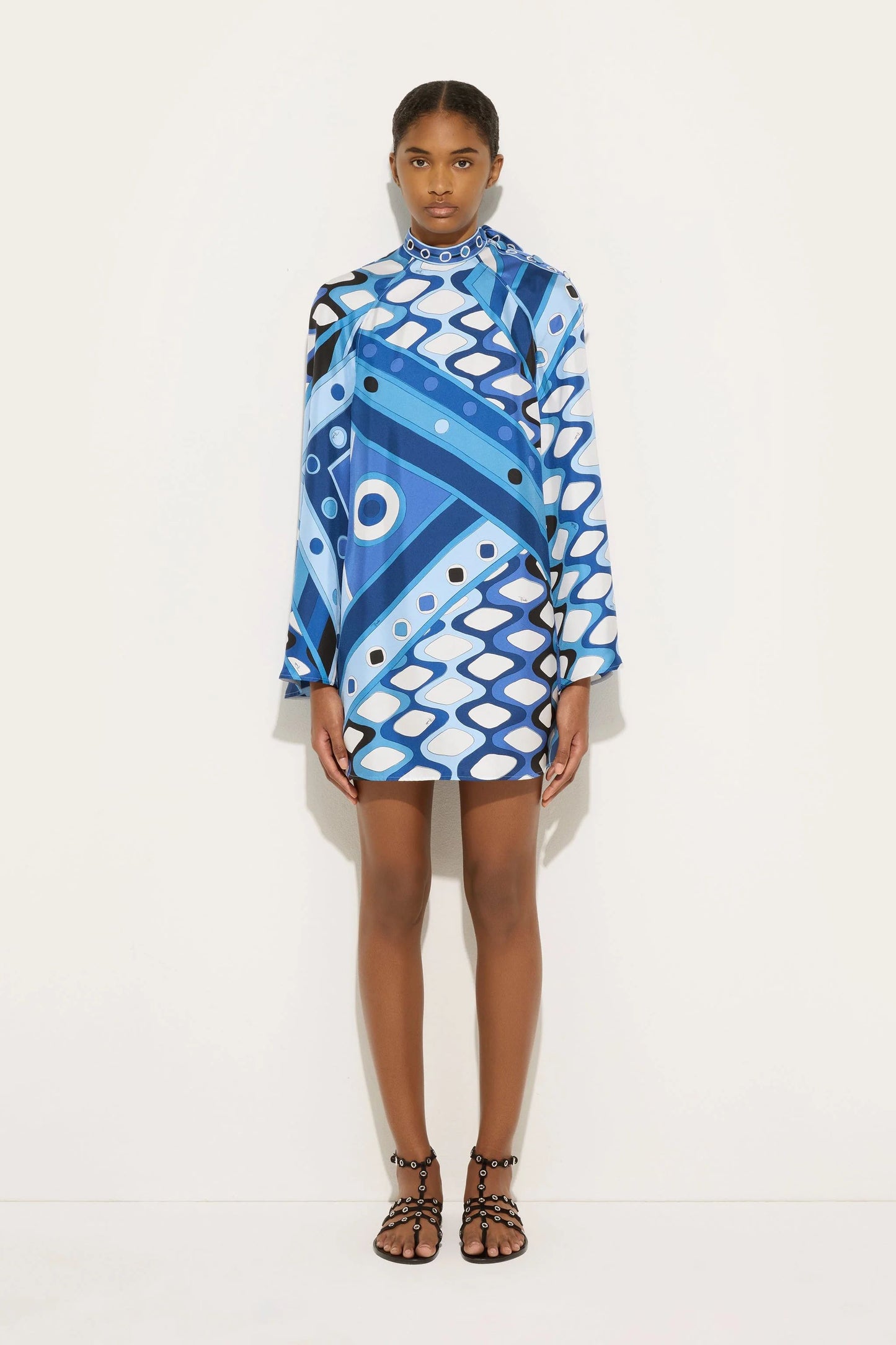 BLUE ABSTRACT SUMMER COOL DRESS