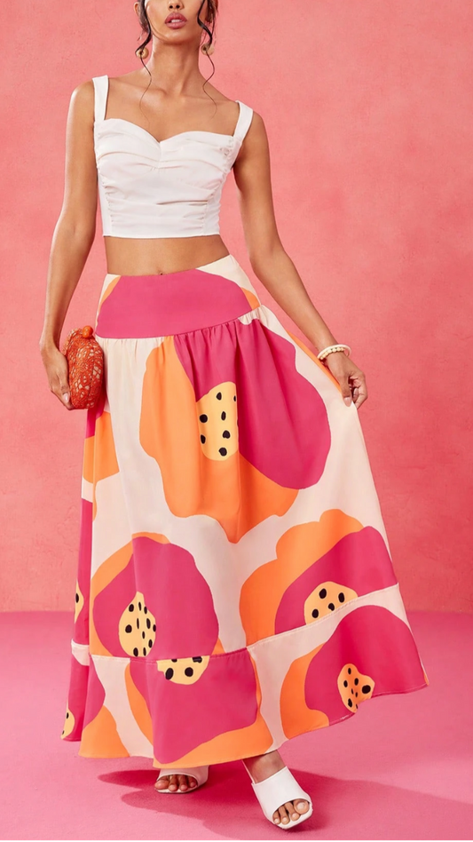 BUBBLE GUM PRINTED SKIRT