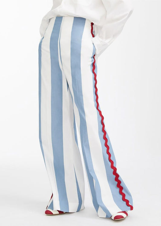 LINEN STRIPED RED LACE PANTS