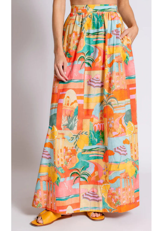 MULTICOLOR BUBBLE PRINT MAXI SKIRT